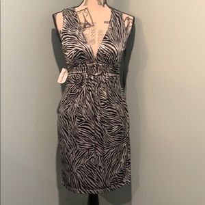 Silver Zebra print halter dress. NWT. Size medium